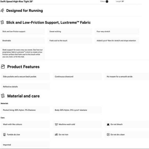 LULULEMON SWIFT SPEED HIGH-RISE TIGHT 28 SPICED BRONZE WOMEN SIZE 4 LEGGINGS NEW - Picture 3 of 10